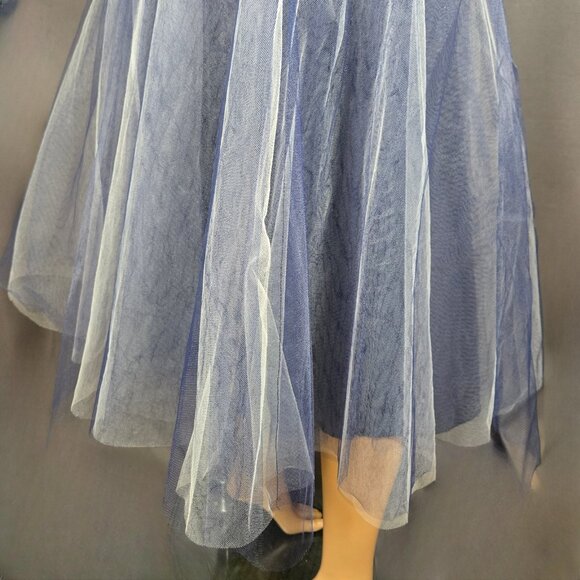 Vintage Tulle Tutu Skirt With Flower Size S Blue Midi Carrie SJP Gothic Fairy - Picture 6 of 11